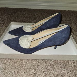 Jimmy Choo Navy Suede Kitten heels